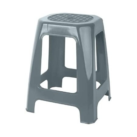 RO-Taburete Rectangular Alto, Multiuso, 46 x 29 x 26 cm, Color Plateado