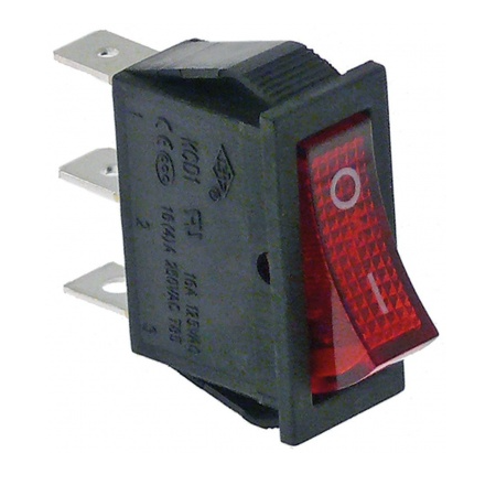 RO-Interruptor Rojo Unipolar 230V 16A 30x11mm