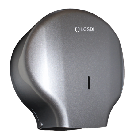 RO-Dispensador Papel Higiénico 300 m. ABS Plata Elegance Ø 45 LOSDI