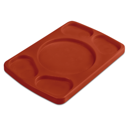 RO-Tabla rectangular para 4 salsas fibra roja 300x200x20 mm.