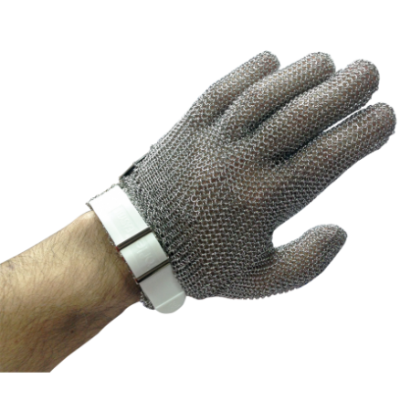 RO-Guante color verde ambidiestro, talla XS, 5 dedos, malla de acero inoxidable