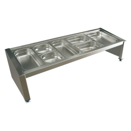 RO-Soporte porta-cubetas Gastronorm sobremesa y mural 1390 mm. Dimensiones: 1390x390x275 mm.