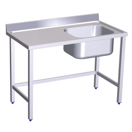 RO-Mesa mural de Chef s/entrep. cubeta dcha. 1200x600x850 mm. Dimensiones cubeta 500x400x250 mm.