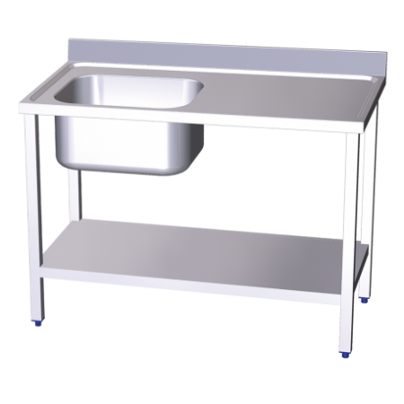 RO-Mesa mural de Chef c/entrep. cubeta izda. 1200x700x850 mm. Dimensiones cubeta 500x500x300 mm.