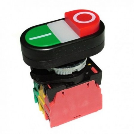 RO-Pulsador montaje ø 22mm rojo/verde 400V 4A 0-I empalme atornillado SIRMAN