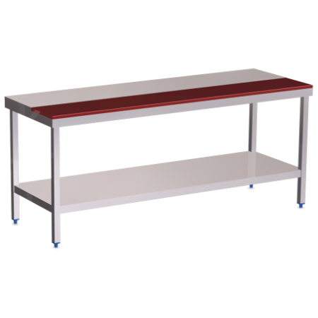 RO-Mesa prepar.central fb.roja c/ent.1000x600x850 mm.