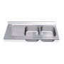 RO-Fregadero 1400x550 2 cubetas y 1 escurridor izqda. dimensiones cubeta 400x400x250 mm.