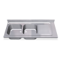 RO-Fregadero 1400x550 2 cubetas y 1 escurridor dcha. dimensiones cubeta 400x400x250 mm.