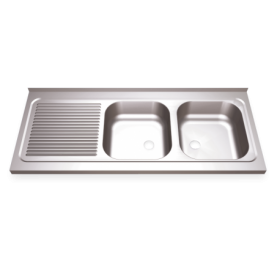 RO-Fregadero 1200x500 2 cubetas y 1 escurridor izqda. dimensiones cubetas 340x370x150 mm.