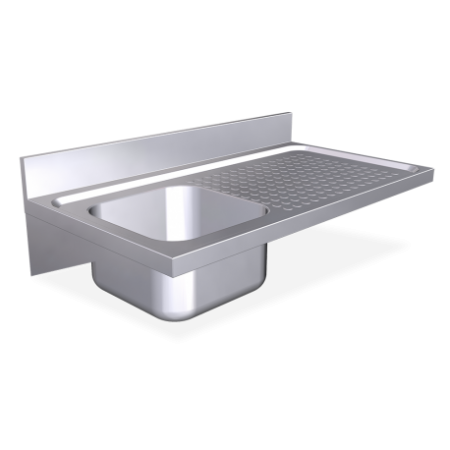 RO-Fregadero colg. c/cartelas 1C,ED 1000x550x215 mm. Dimensiones cubeta 330x330x200 mm.