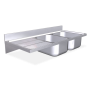 RO-Fregadero colg. c/cartelas 2C,EI 1400x600x275 mm. Dimensiones cubeta 500x400x250 mm.