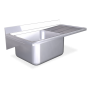 RO-Fregadero colg. c/cartelas 1C,ED 1300x600x325 mm. Dimensiones cubeta 500x500x300 mm.