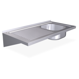RO-Fregadero colg. c/cartelas 1C,EI 800x500x200 mm. Dimensiones cubeta 340x370x150 mm.