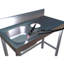 RO-Fregadero soldado a mesa, mano dcha., 1060x420x350 mm.