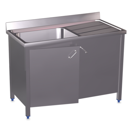 RO-Fregadero c/ptas.abatibles 1C,ED 1400x700x850 mm. Dimensiones cubeta 600x500x320 mm.
