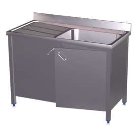 RO-Fregadero c/ptas.abatibles 1C,EI 1300x700x850 mm. Dimensiones cubeta 500x500x300 mm.