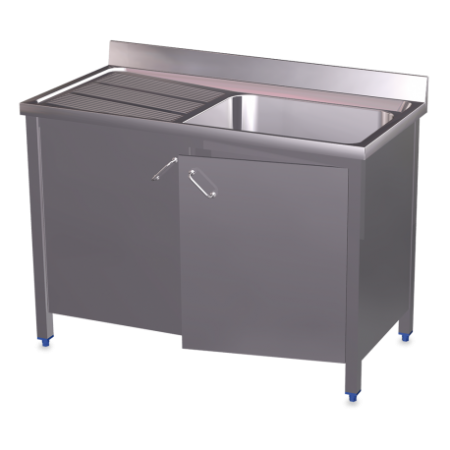 RO-Fregadero c/ptas.abatibles 1C,EI 1300x700x850 mm. Dimensiones cubeta 500x500x300 mm.