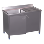 RO-Fregadero c/ptas.abatibles 1C,ED 1300x700x850 mm. Dimensiones cubeta 500x500x300 mm.