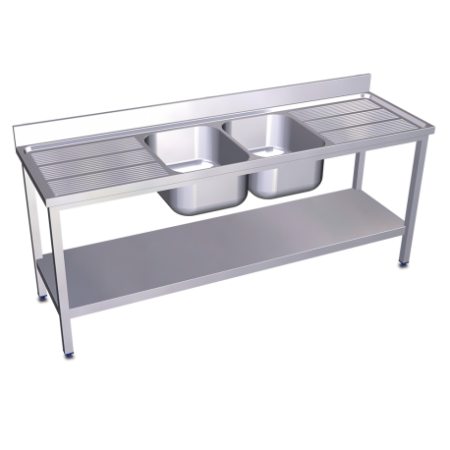 RO-Fregadero c/soporte c/entre.2C,2E 2000x700x850 mm. Dimensiones cubeta 500x400x250 mm.
