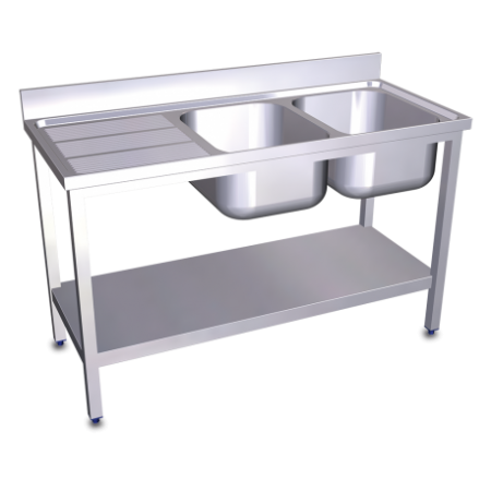 RO-Fregadero c/soporte c/entre.2C,EI 2000x700x850 mm. Dimensiones cubeta 600x500x320 mm.