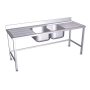 RO-Fregadero con soporte 2C,2E 2000x600x850 mm. Dimensiones cubeta 500x400x250 mm.