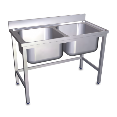 RO-Fregadero con soporte 2C 1200x600x850 mm. Dimensiones cubeta 500x500x300 mm.