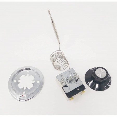 Termostato Freidora 50-200C Capilar Inox 1000mm 20A Kit Con Mando Y Dial