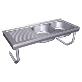 RO-Fregadero colg.c/palomillas 2C,EI 2000x600x320 mm. Dimensiones cubeta 600x500x320 mm.