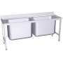 RO-Fregadero gran capacidad 2 cubetas 2000x600x850 mm Dimensiones cubeta 932x468x600 mm.