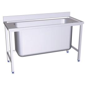 RO-Fregadero gran capacidad 1 cubeta 1500x700x850 mm. Dimensiones cubeta 1400x568x600 mm.