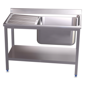 RO-Fregadero c/soporte c/entre.1C,EI 800x500x850 mm. Dimensiones cubeta 340x370x150 mm.