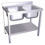RO-Fregadero c/soporte c/entre.2C 800x500x850 mm. Dimensiones cubeta 340x370x150 mm.