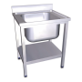 RO-Fregadero c/soporte c/entre.1C 450x450x850 mm. Dimensiones cubeta 340x370x150 mm.