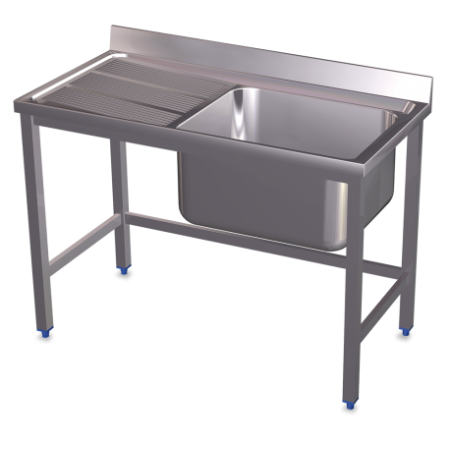 RO-Fregadero con soporte 1C,EI 1000x500x850 mm. Dimensiones cubeta 340x370x150 mm.