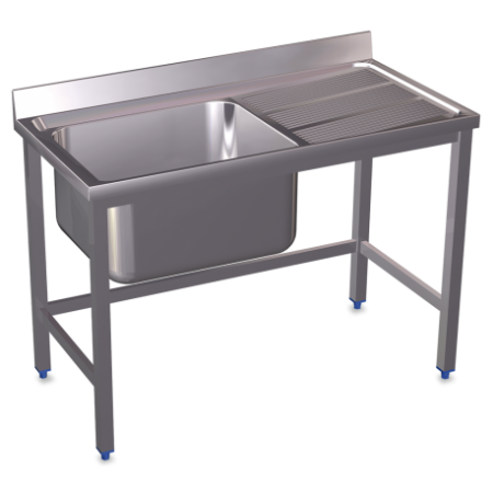 RO-Fregadero con soporte 1C,ED 800x500x850 mm. Dimensiones cubeta 340x370x150 mm.