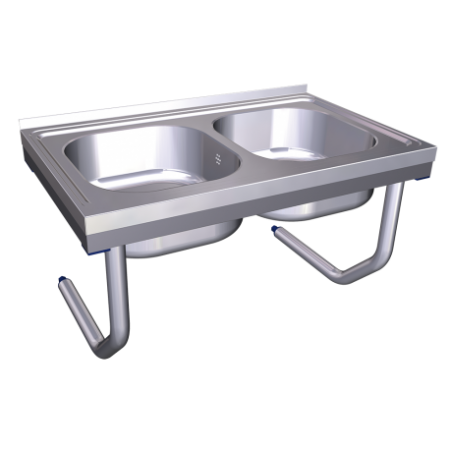 RO-Fregadero colg.c/palomillas 2C,EI 1200x500x450 mm. Dimensiones cubeta 340x370x150 mm.