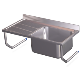 RO-Fregadero colg.c/palomillas 2C,ED 1200x500x450 mm. Dimensiones cubeta 340x370x150 mm.