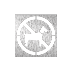 RO-Pictograma inoxidable Prohibido animales" 120x120x1.5 mm"