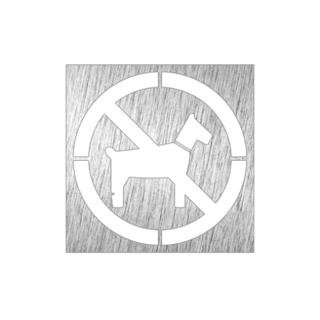 RO-Pictograma inoxidable Prohibido animales" 120x120x1.5 mm"