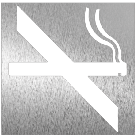 RO-Pictograma inoxidable Prohibido Fumar" 120x120x1.5 mm."