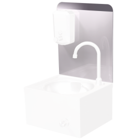 RO-Peto postizo liso para acoplar a lavamanos de 350 mm. Dimensiones: 351x400 mm.