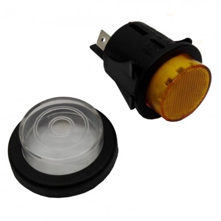 RO-Pulsador Ambar Ø25mm 230V Con Funda LB