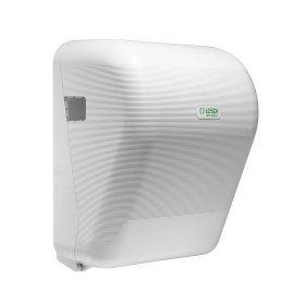 RO-Dispensador de Toallas Autocorte Compacto 100% plástico reciclado Blanco Ecoluxe