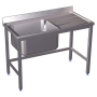 Fregadero con soporte 1C,ED 800x500x850 mm. Dimensiones cubeta 340x370x150 mm.