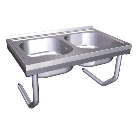 Fregadero colg.c/palomillas 2C 1400x600x320 mm. Dimensiones cubeta 600x500x320 mm.