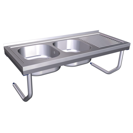 Fregadero colg.c/palomillas 2C,ED 1600x600x320 mm. Dimensiones cubeta