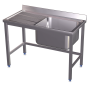 Fregadero con soporte 1C,EI 1000x600x850 mm. Dimensiones cubeta 500x500x300 mm.