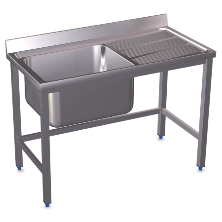 Fregadero con soporte 1C,ED 1300x600x850 mm. Dimensiones cubeta 500x500x300 mm.
