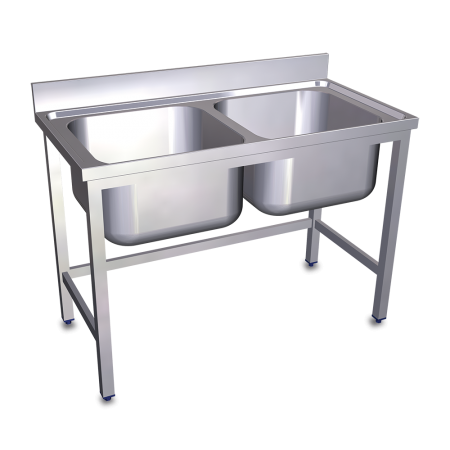 Fregadero con soporte 2C 1000x600x850 mm. Dimensiones cubeta 500x400x250 mm.