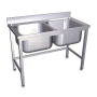 Fregadero con soporte 2C 1000x600x850 mm. Dimensiones cubeta 500x400x250 mm.